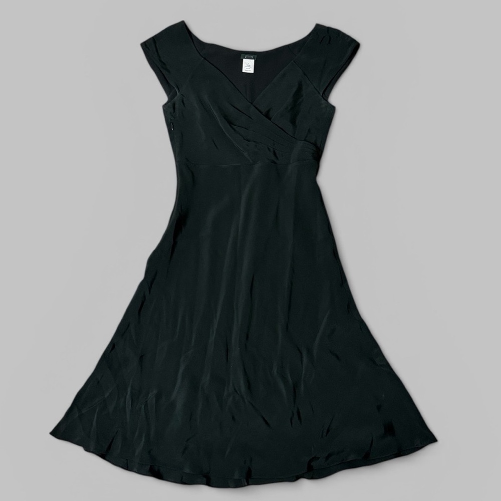 J. Crew Black V-Neck Cap Sleeve Midi Dressblack J Crew cocktail dress